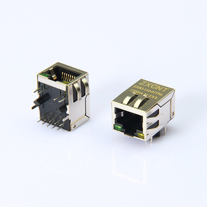 RJ45百兆带灯 错位脚网口插座