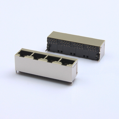RJ45四口连接器 屏蔽立式插座