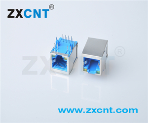 RJ45卧式，长体带灯蓝色285C 