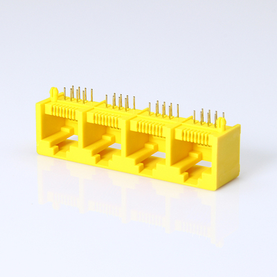 RJ45母座 卧式1X4黄色网口