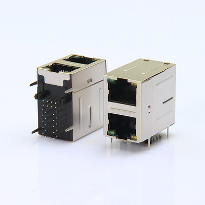 RJ45千兆 双层2X1带灯网口
