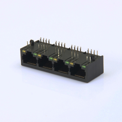RJ45卧式 1X4带灯网络插座