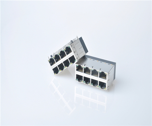 2X4 Stacked POE RJ45 1G Jack With transforme