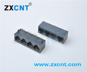 RJ45四口，卧式8P8C长体