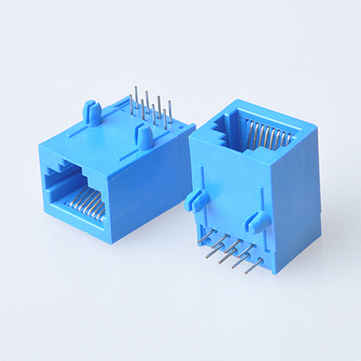RJ45卧式8P8C长体蓝色插座