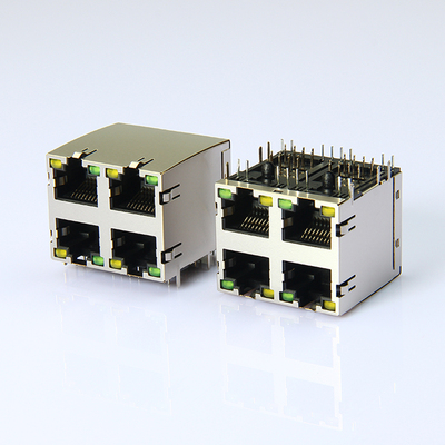 RJ45双层 2X2带灯连接器