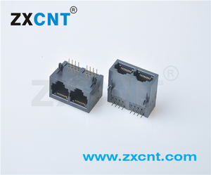 RJ45双口，卧式8P8C长体