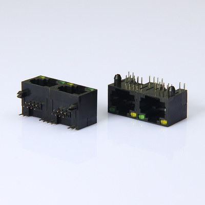 RJ45卧式 双口带灯网口插座