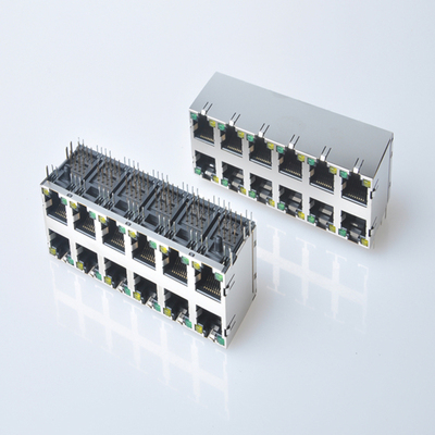 RJ45双层 2X6带灯接口母座