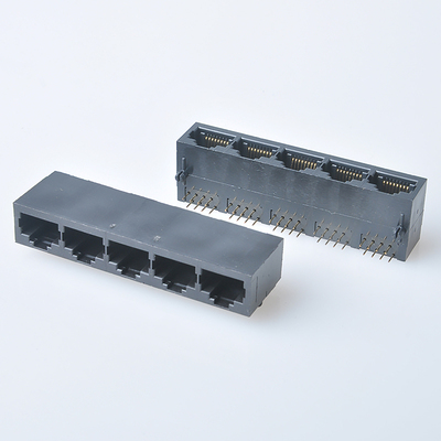 RJ45五口 卧式8P8C长体插座