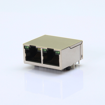 集成RJ45百兆 1X2带灯网口插座