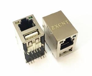 USB2.0+RJ45带灯网口插座 