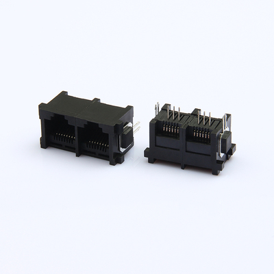 RJ11双口 6P6C立式带铁脚插座
