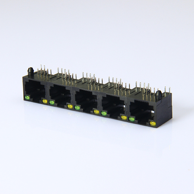 RJ45卧式1X5 带灯8P8C网口插座