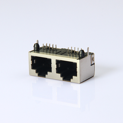 RJ45双口 卧式无灯网口接插件