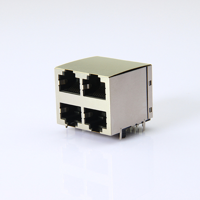 RJ45双层 2X2无灯无弹网口连接器