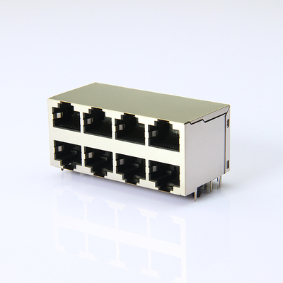 RJ45双层 2X4 无灯无弹网口