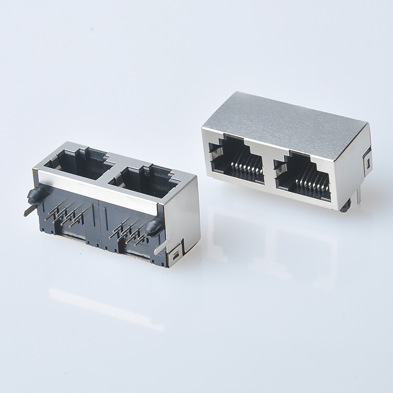 RJ45双口 卧式无灯网口接插件 - 深圳市朱讯电子有限公司