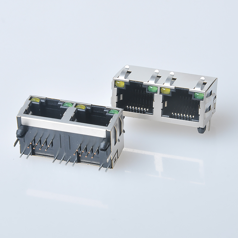RJ45接插件 90度带灯网口插座 - 深圳市朱讯电子有限公司